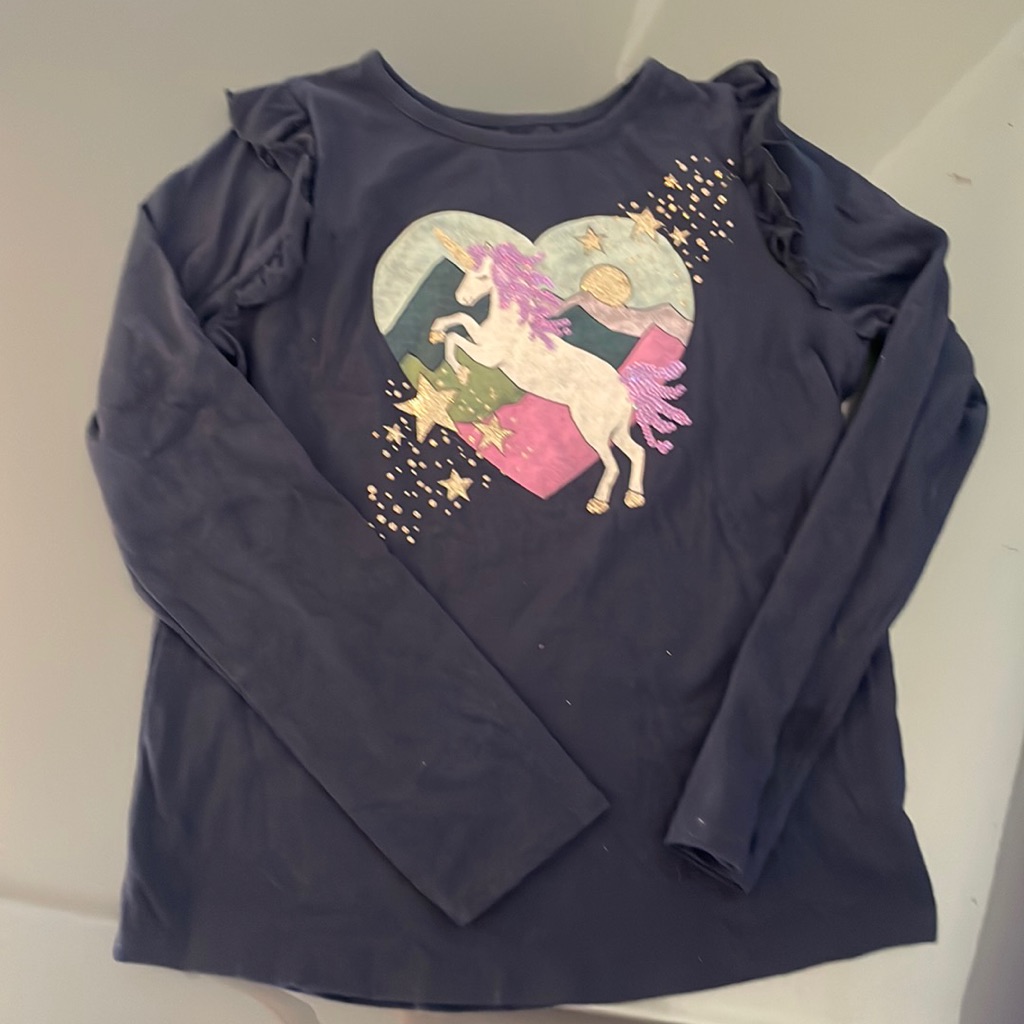 Navy Blue Long Sleeve Tshirt With Unicorn
